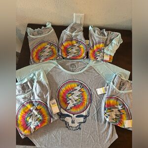 Six Grateful Dead NWT Reseller Lot Women’s M Baseball Style Tees ⚡️⚡️